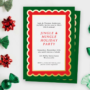 Invitation En Aluminium Rouge et Vert Prépa Noël Simple à Bord Arrondi