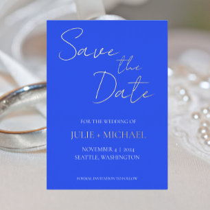 Invitation En Aluminium Royal Bleu Simple style mariage Enregistrer la dat