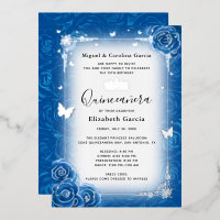 Royal Blue Floral Watercolor Quinceañera Argent