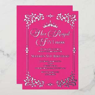 Invitation En Aluminium Royal Fiveness Princes 5th Birthday Foil Invitatia