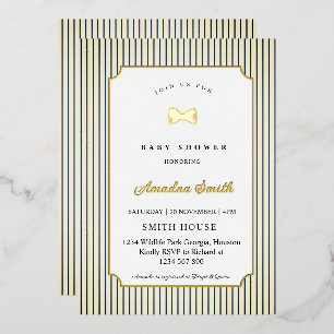 Invitation En Aluminium Ruban Moderne Petite Fois Bébé Bain de Foil