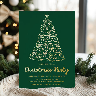 Invitation En Aluminium Rubans de sapin de Noël fantaisiste Vert Fête de f