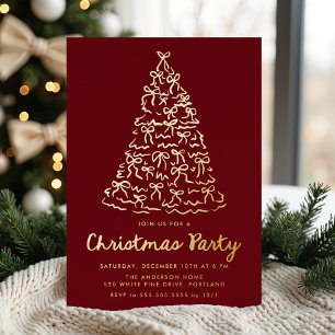 Invitation En Aluminium Rubans Fantaisistes d'Arbre de Noël Cranberry pour