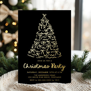 Invitation En Aluminium Rubans Fantaisistes d'Arbre de Noël pour Soirée de