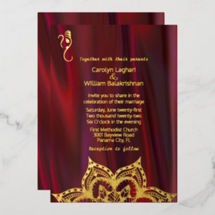 Invitation En Aluminium Ruby soie Look avec Mandala et Mariage Ganesha 