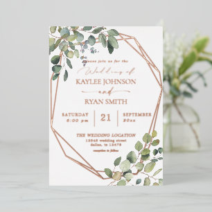 Invitation En Aluminium Russe Eucalyptus & Gold Frame Mariage Full Real