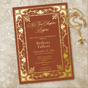 Invitation En Aluminium Rust Nouveau Vintage Nouveau Chapitre Baby Shower