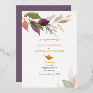 Invitation En Aluminium Rustic Country Watercolor Feuille Mariage