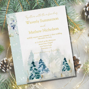 Invitation En Aluminium Rustic Mountain Trees À feuillage persistant Maria