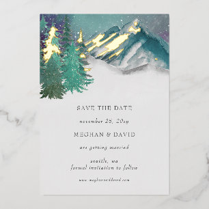 Invitation En Aluminium Rustic Watercolor Mountains Pine Enregistrer La Da
