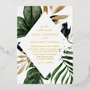 Invitation En Aluminium Rustique aquarelle Tropical Feuilles Mariage de ca