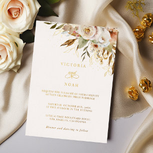 Invitation En Aluminium Rustique Automne Rose Botanique
