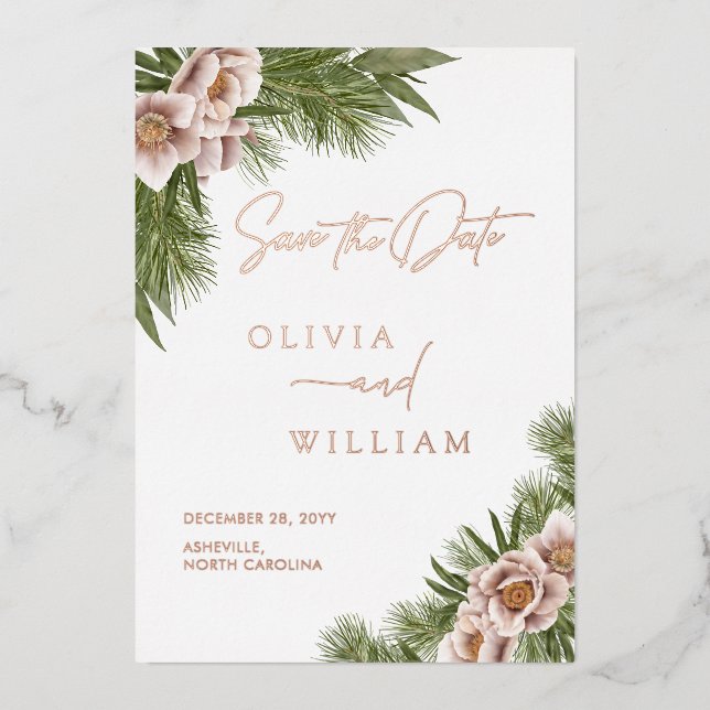 Invitation En Aluminium Rustique Boho Floral Holiday Enregistrer La Date (Recto)