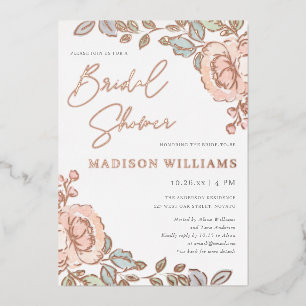 Invitation En Aluminium Rustique jolie aquarelle Fête des mariées florale