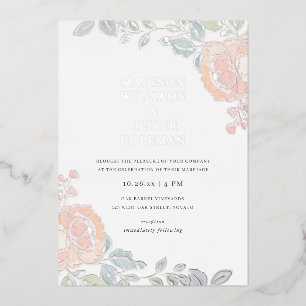 Invitation En Aluminium Rustique + Jolie Fleur Watercolor Mariage REEL