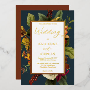 Invitation En Aluminium Rustique Orange Bouquet Floral Rouge Mariage Sal