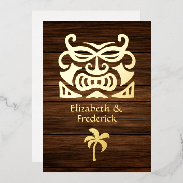 Invitation En Aluminium Rustique Tropical Mystic Island Mariage (Recto/Verso)