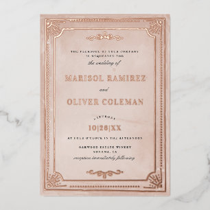 Invitation En Aluminium Rustique Vintage Frame Mariage VRAI Foil Invitatio