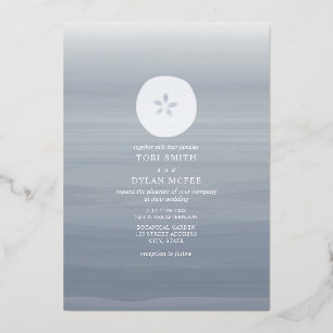 Invitation En Aluminium Sable Dollar Chambray Watercolor Beach Wedding
