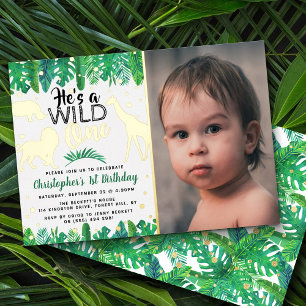 Invitation En Aluminium Safari dans la jungle pour le 1er anniversaire de 