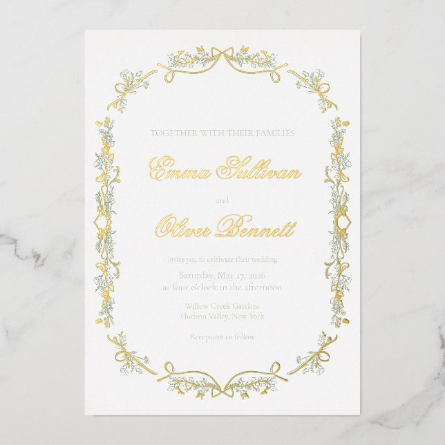 Invitation En Aluminium sage and gold (Recto)