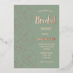 Invitation En Aluminium Sage Green Gold Foil Floral Élégante Fête des mari