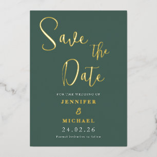 Invitation En Aluminium Sage Green Gold Foil Mariage Enregistrer La Date