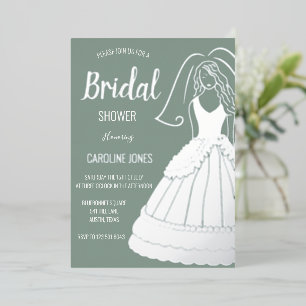 Invitation En Aluminium Sage Green Silver Foil Élégante Fête des mariées d