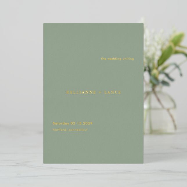Invitation En Aluminium Sage Green Simple Modern Wedding Program (Debout devant)