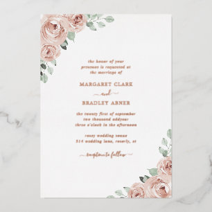 Invitation En Aluminium Sage vert rose Floral Dusty Rose or Mariage