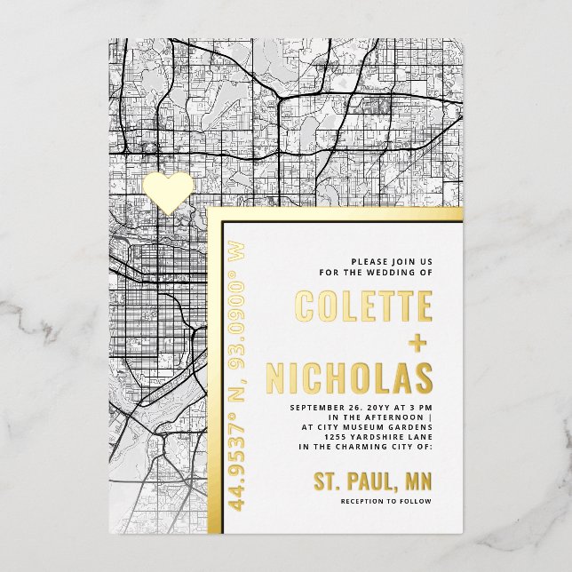 Invitation En Aluminium Saint Paul Love Locator | Ville Mariage à thème (Recto)