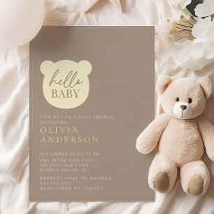 Invitation En Aluminium Salon de bébé ours Hello Baby