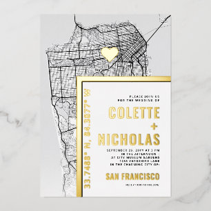 Invitation En Aluminium San Francisco Love Locator   Mariage sur le thème 