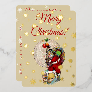 Invitation En Aluminium Santa et la cheminée étroite de Noël