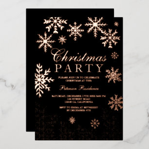Invitation En Aluminium Sapin flocon de neige moderne noir Noël fête de No