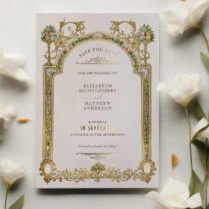 Invitation En Aluminium Sauvegarder la date Élégance Royale Victorienne Ma
