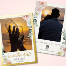 Sauvegarder la date Photo Roses aquarelles luxueus