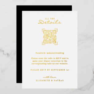 Invitation En Aluminium Scan de code QR Encadré des détails du mariage