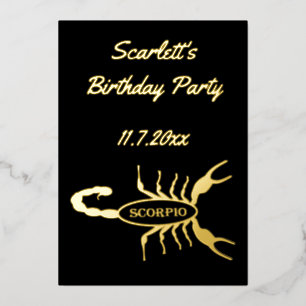 Invitation En Aluminium Scorpio Black Scorpion Star Sign Custom Anniversai