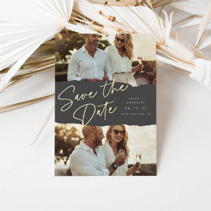 Invitation En Aluminium Scrapbook   Deux Photo Enregistrer La Date