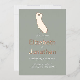 Invitation En Aluminium Script California State Map Enregistrer Le Rose Da