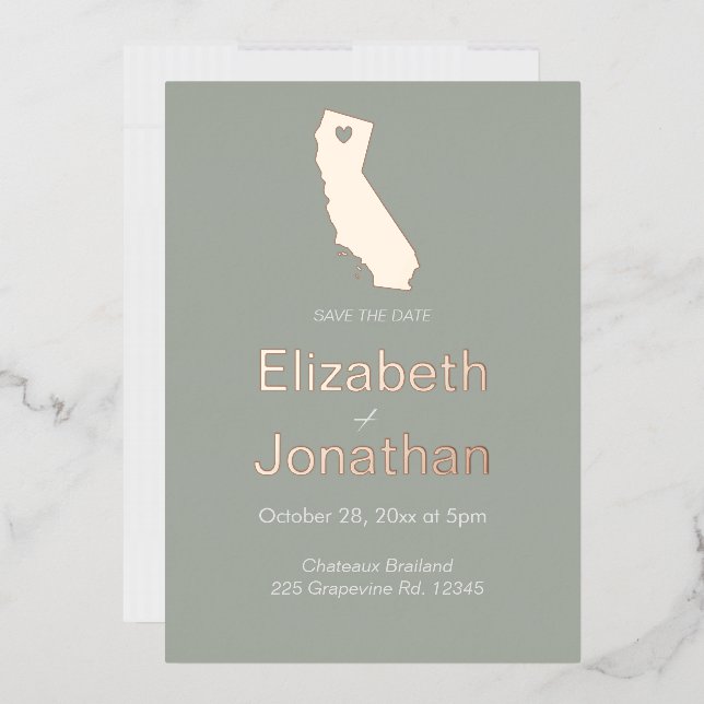 Invitation En Aluminium Script California State Map Enregistrer Le Rose Da (Enveloppe)