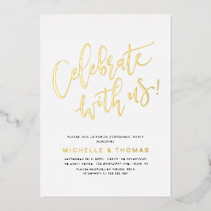 Invitation En Aluminium Script Célébrer avec nous Moderne Simple