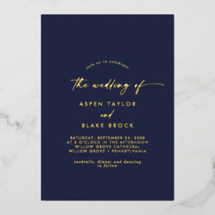 Invitation En Aluminium Script Gold Foil Marine Le Mariage de