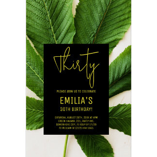 Invitation En Aluminium Script Gold minimaliste | Trente anniversaire