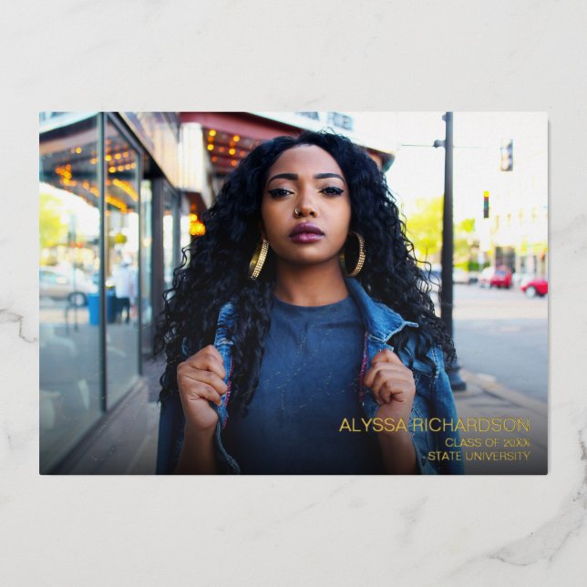 Invitation En Aluminium Script Mod Photo Graduation Party (Recto)