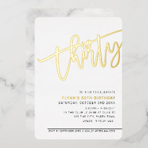 Invitation En Aluminium SCRIPT MODERNE 30e anniversaire fête élégante or