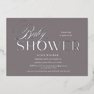 Invitation En Aluminium script moderne élégante baby shower feuille invita