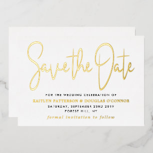 Invitation En Aluminium Script Moderne Enregistrer La Date Réelle