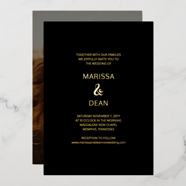 Invitation En Aluminium Script moderne Flair minimaliste Mariage photo noi (Recto/Verso)